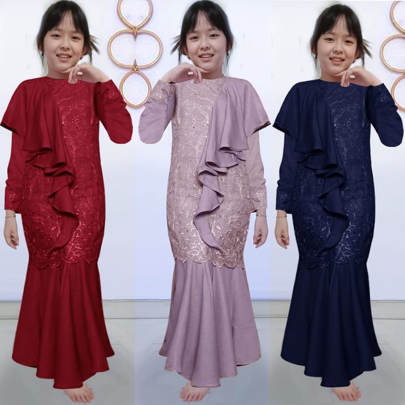 GAMIS DUYUNG  ANAK PEREMPUAN/COUPLE/SIZE/XS/S/M/L/XL/ DRESS BRUKAT MOSCREPE PREMIUM/GAMIS ANAK PESTA/DRESS KONDANGAN ANAK