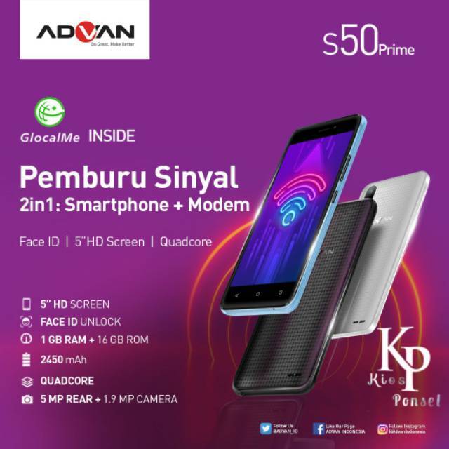 New Advan S50 Prime 4g 1 16 Garansi Resmi Shopee Indonesia