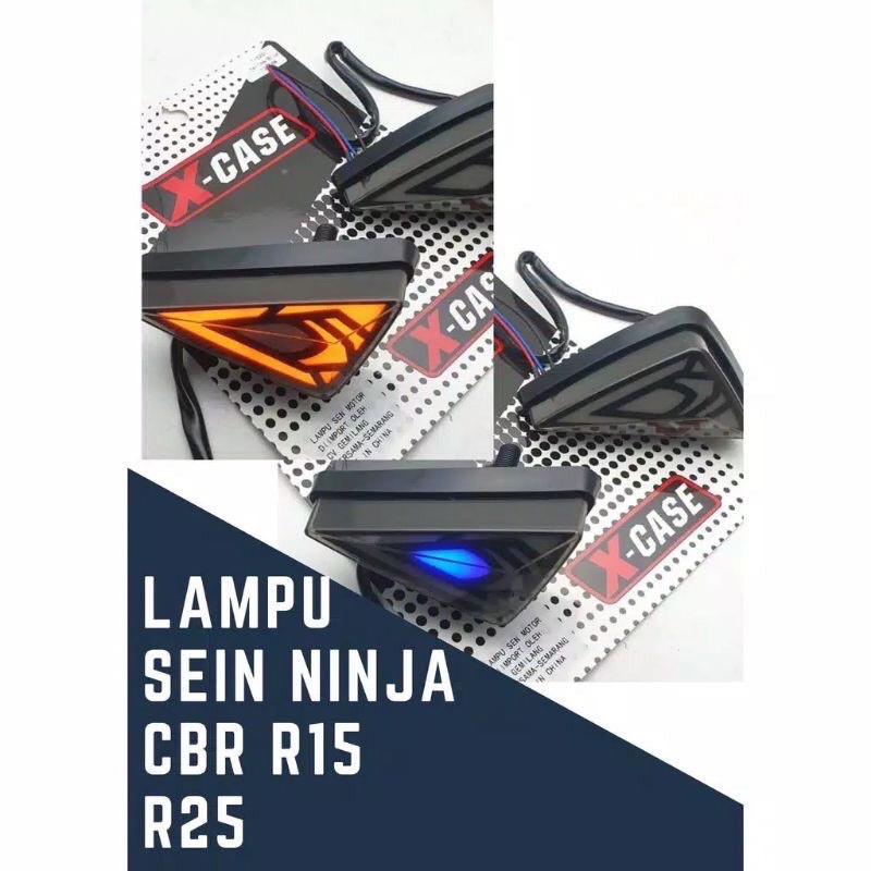 Sein Tempel T-5201 Lampu Sen Tempel Led Segitiga Tebal 2 Mode Buat Gsx/R15 V2 V3/Cbr150r/Ninja250 Karbu/R25