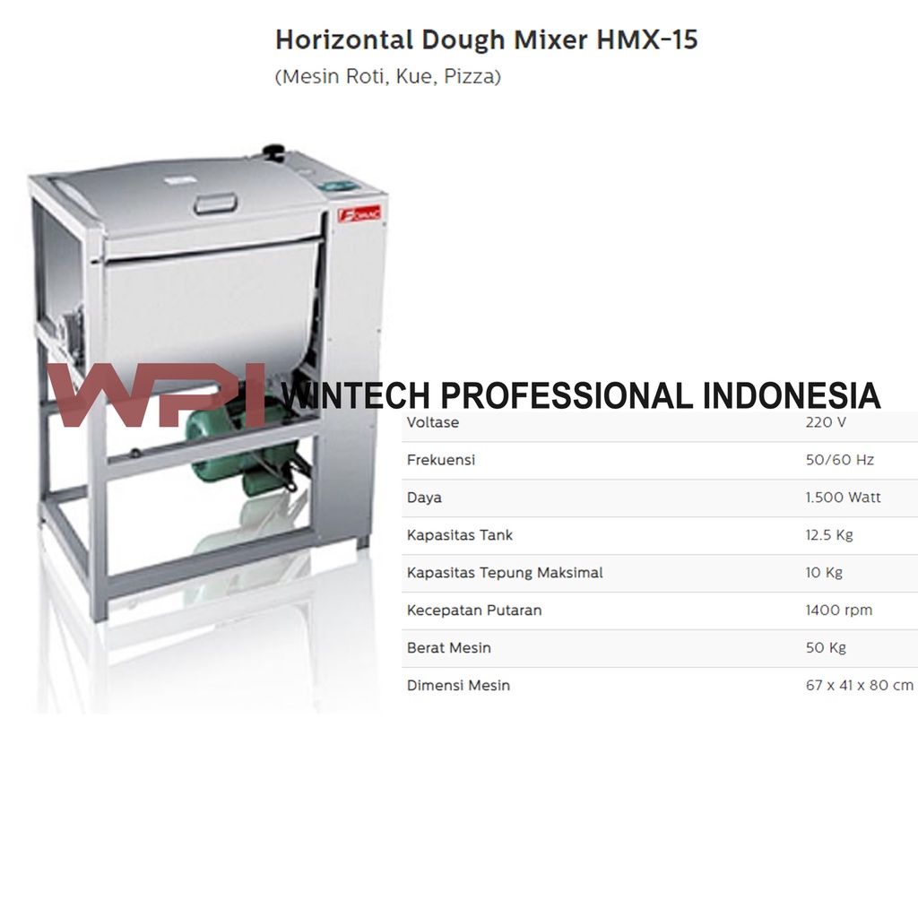 FOMAC HMX-15 Horizontal Dough Mixer - Mixer Adonan Horizontal - Mixer