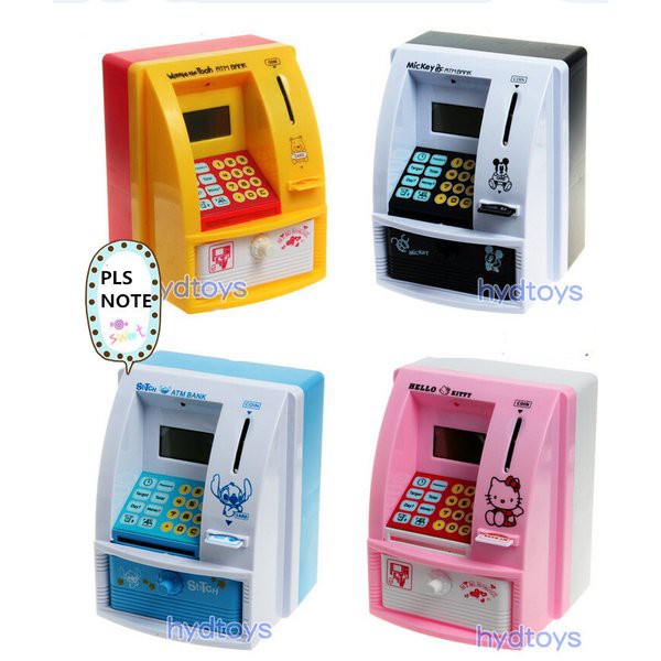 M 11  ATM MINI UKURAN BESAR MAINAN EDUKASI ANAK Celengan Koin Kertas Kartu PIN ATM HELLO KITTY