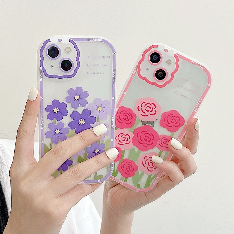 Soft Case Pelindung Kamera Anti Jatuh Motif Bunga Warna-Warni Untuk iPhone 13 Pro MAX 11 12 X XR XS MAX