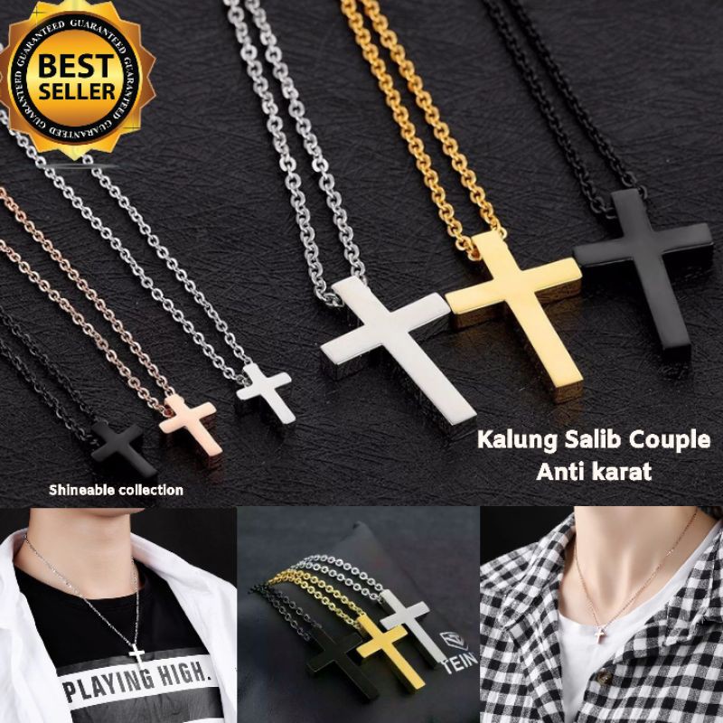 Best Seller Kalung salib titanium steel pria wanita couple keren