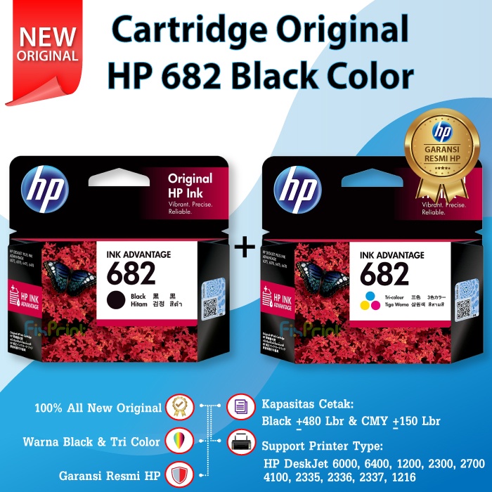 Original HP 682 Black 3YM77AA Cartridge Tinta 6078 6475 6478 4176 2336