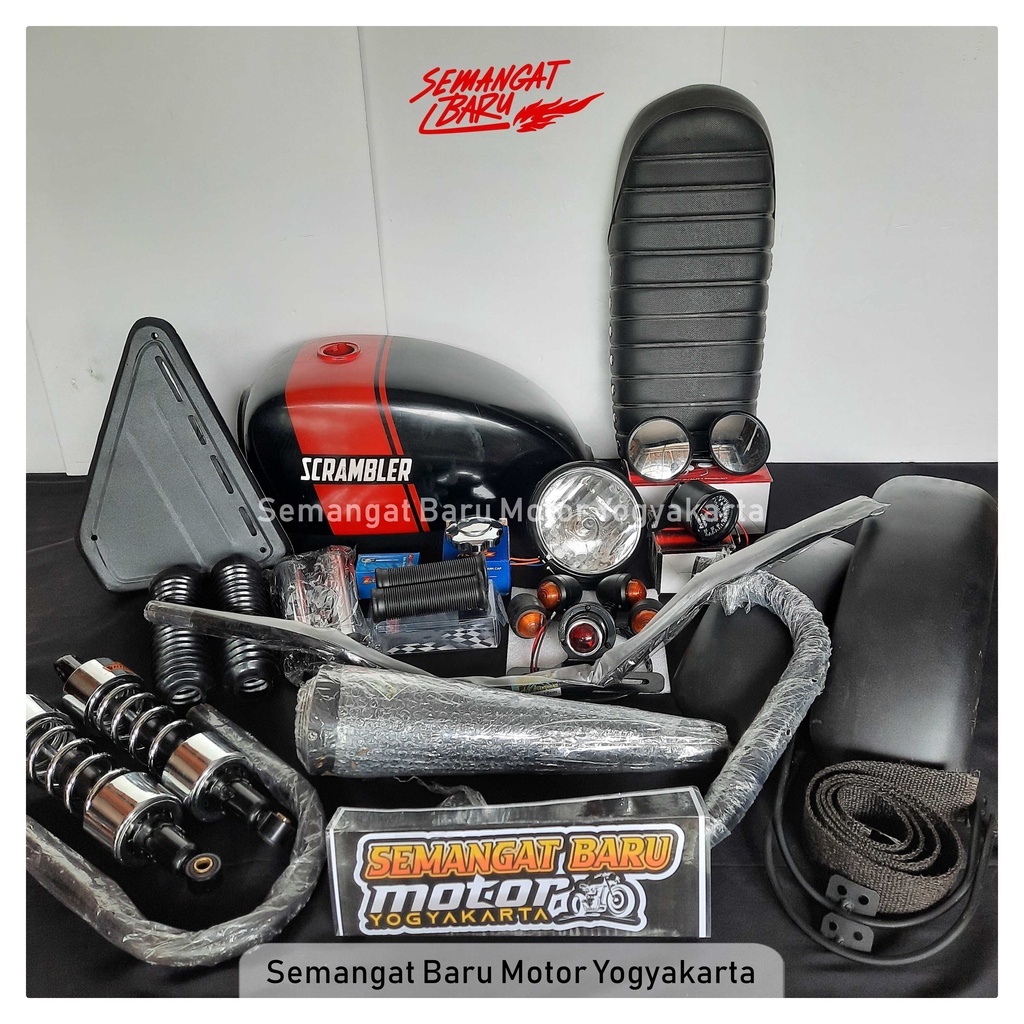 PAKET JAPSTYLE SCRAMBLER SPAREPART JAPSTYLE MEGAPROMONO SCORPIO TIGER THUNDER UNTUK MOTOR KARU