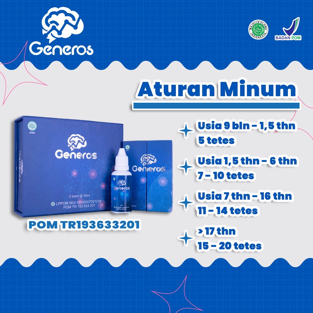 GENEROS 100% Original [Bisa Cod]  - 10x Tingkatkan Kecerdasan Otak Anak Menjaga Daya Tahan Tubuh Mengatasi Speech Delay Autisme Hiperaktif Terlambat Bicara Terapi ADHD