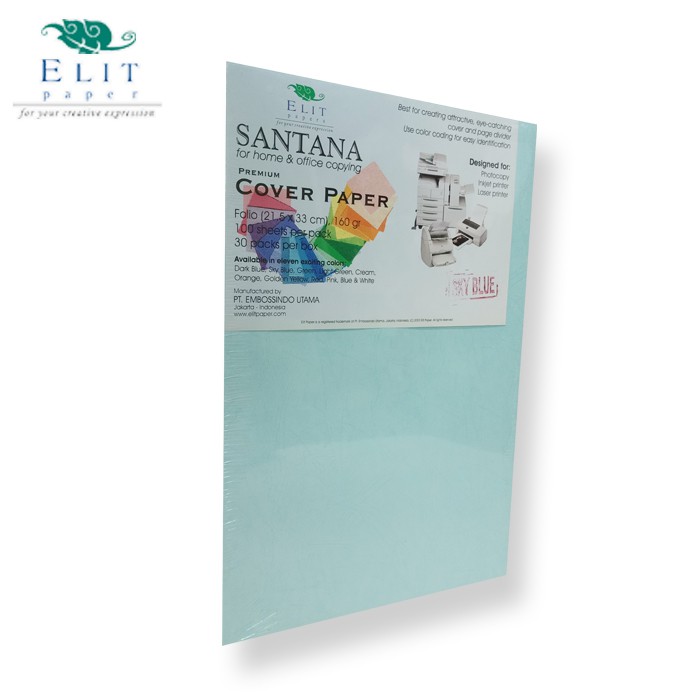 

Kertas Fancy Paper Santana Sky Blue Folio 160 GSM - 21,5cm x 33cm