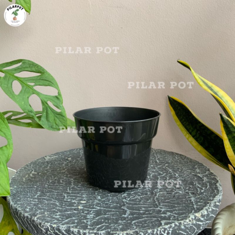 pot bunga tanaman plastik hitam polos 10cm - HITAM POLOS MINI 10