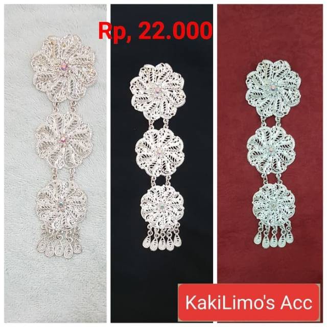 Bross susun 3 etnik kebaya kutu baru warna silver
