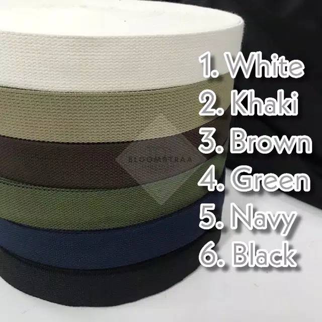 Webbing Katun 3,8cm (5 Meter) 38mm tali tas polycotton webbing handle tas 38 mm lokal 3,8 cm 4 cm