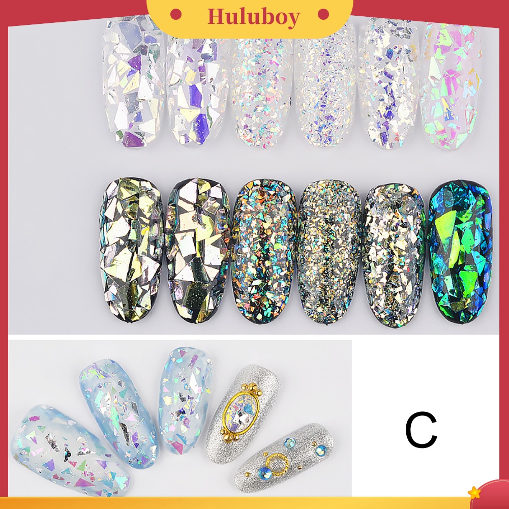 Huluboy Huluboy♡ Glitter Cellophane Asimetris Untuk Dekorasi Nail Art DIY