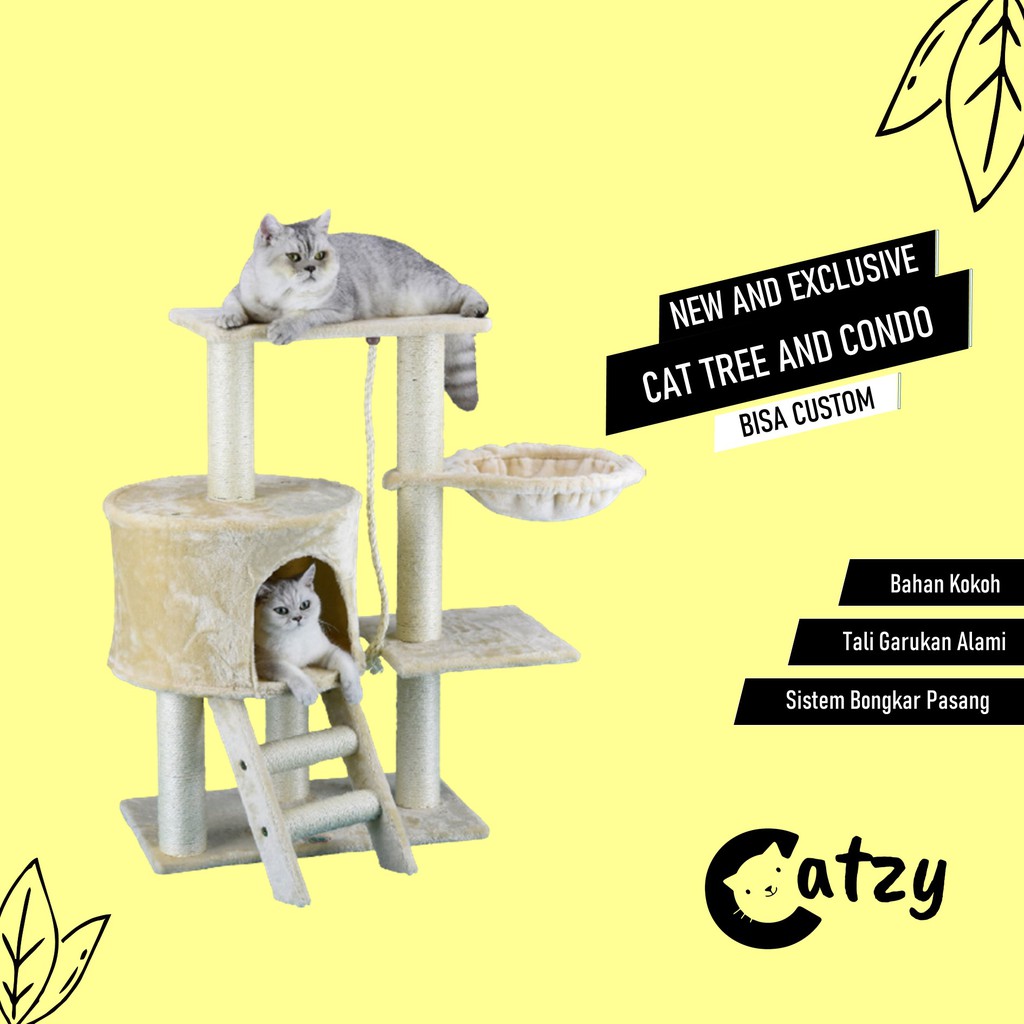Catzy / Cat Tower / Cat Scratcher / Kandang Kucing Tingkat / Panjatan Kitten / Mainan Kucing /Bengal