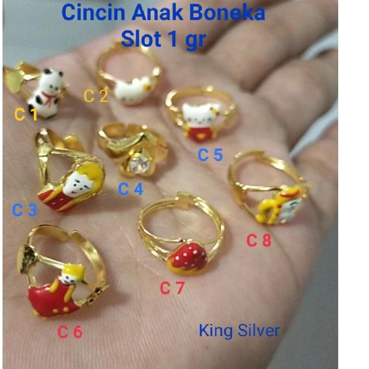 Sudah READY.. Cincin  Anak Slot Boneka Perak 925 K Berlapis Emas 24 karat