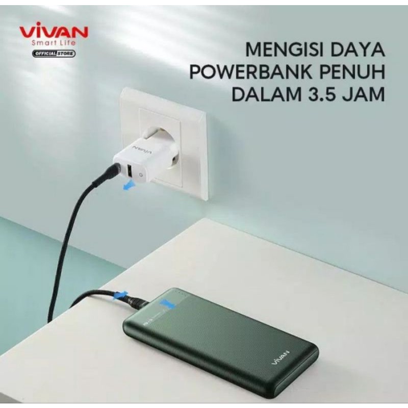 PowerBank VIVAN 10000mah VPB-M10 18W 3 Output Dual Input Port Type C