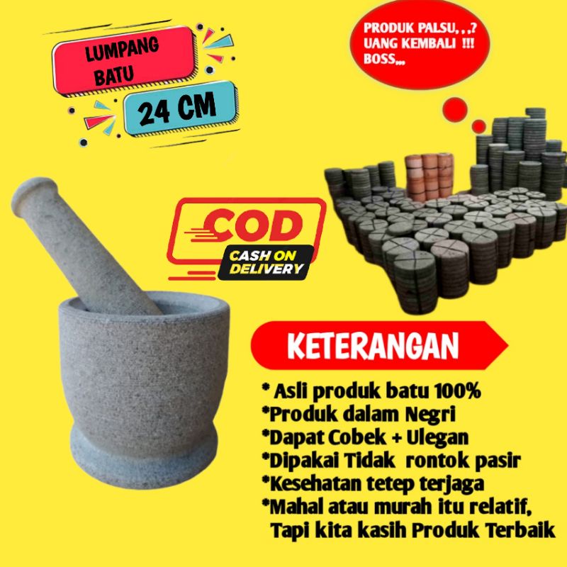 LUMPANG BATU ASLI 24CM -BATU LUMPANG