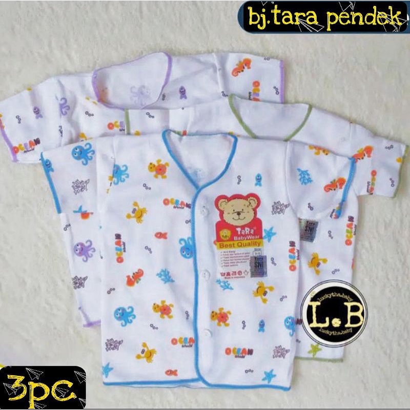 3pc_ baju BAYI TARA PENDEK PUTIH NEWBORN/ BAJU TARA PENDEK PUTIH SNI