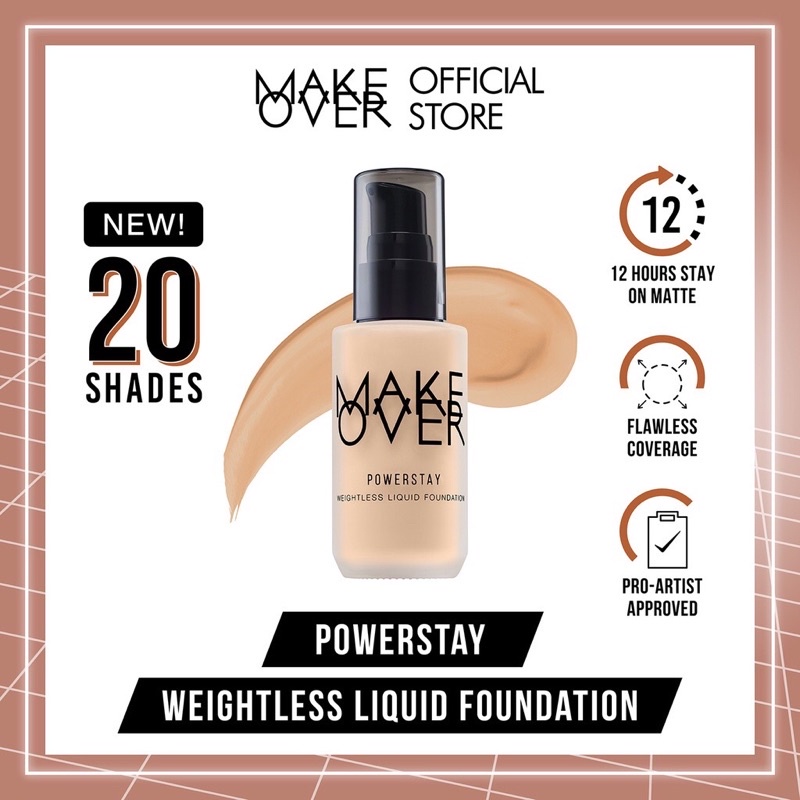 ✨COD BISA✨Make Over Powerstay Weightless Liquid Foundation✨ tampilan makeup akan bertahan hingga pem