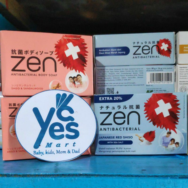 Zen Sabun Mandi Batang 1 PCS 70 g Antibacterial Body Soap Batangan Sea Salt Biru Sulphur Cream Putih Kuning Sandalwood Merah Pink Japanese Red Shiso