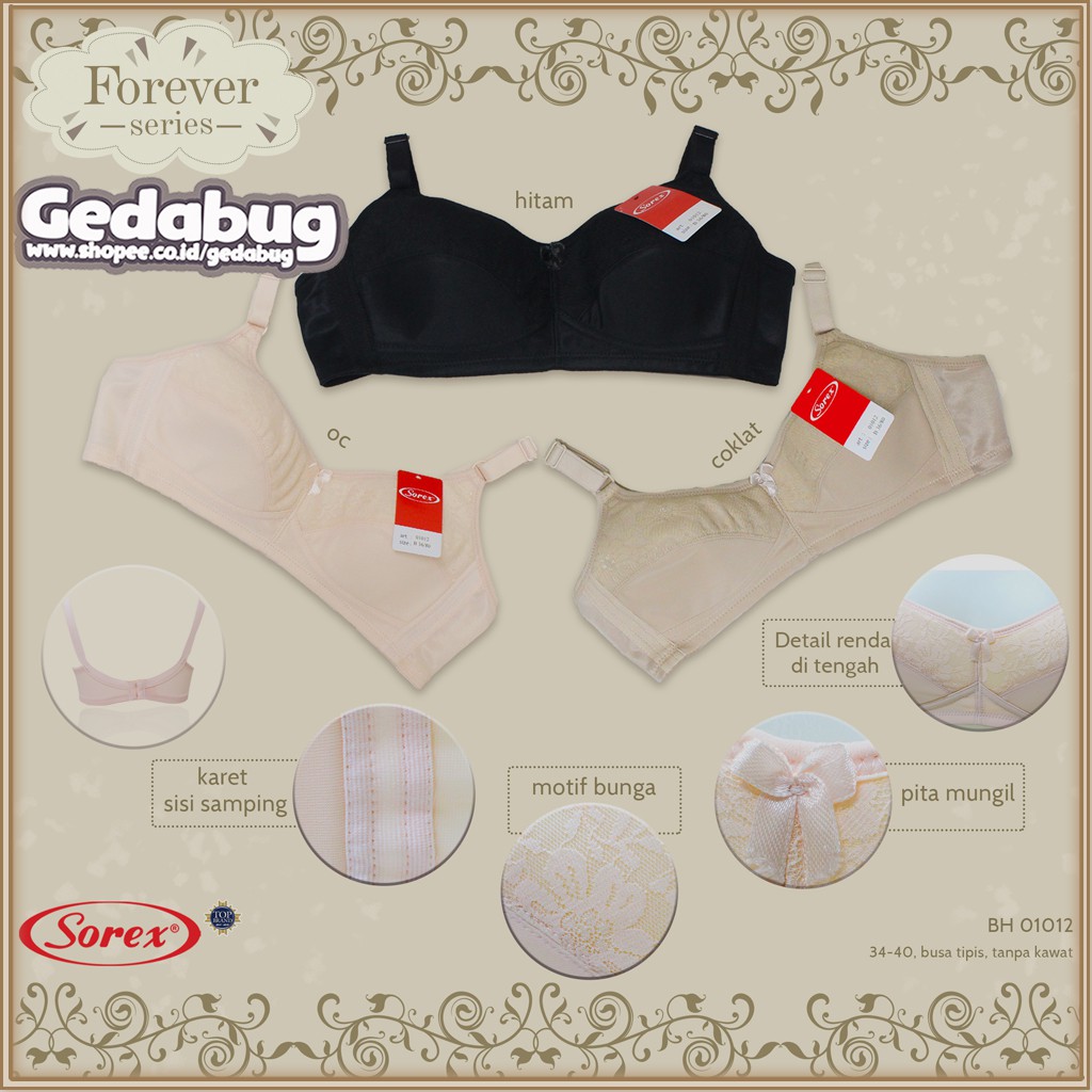 Sport Bra Sorex 01012 Cup B Tanpa Busa dan Tanpa Kawat dengan Kait 2 - Gedabug