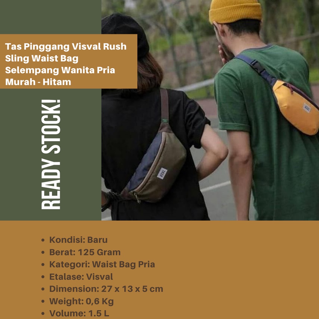 Tas Pinggang Visval Rush Sling Waist Bag Selempang Wanita Pria Murah - Hitam / WAIST BAG Visval B5U8