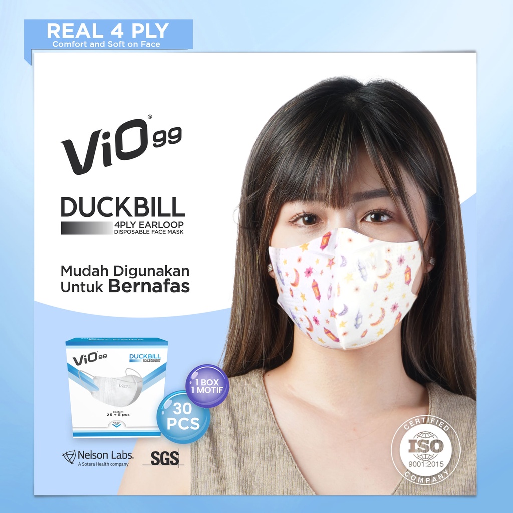 Vio Duckbill 30’S Mask 4Ply Earloop Star per box isi 30pcs