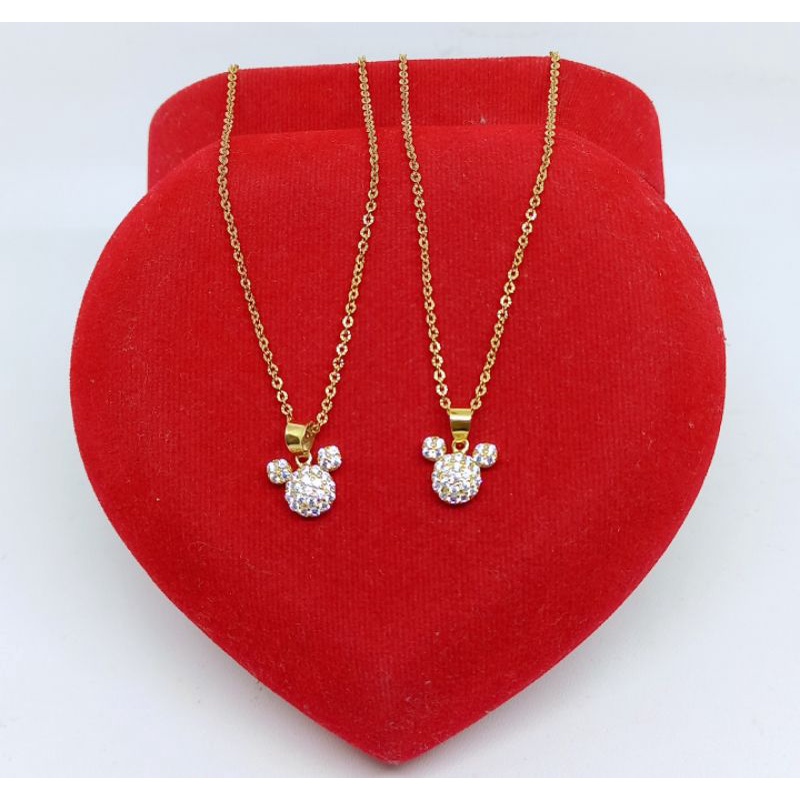 KALUNG ANAK PERAK ASLI 925 LAPIS EMAS/KALUNG ANAK NORI UKIR LIONTIN MICKEY MOUSE/KALUNG ASLI SILVER/KALUNG ANAK FASHION