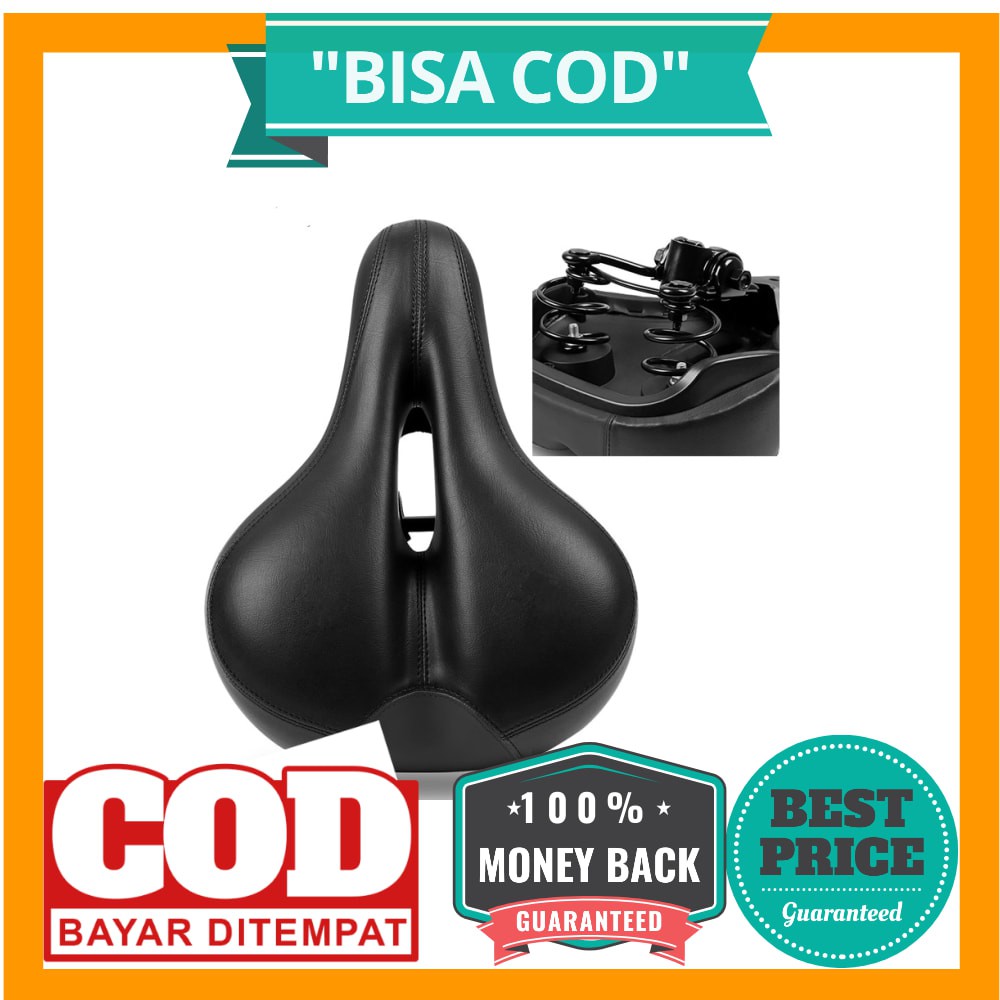 BISA COD WEST BIKING Sadel Sepeda Bike Saddle Leather Model Spring - Black