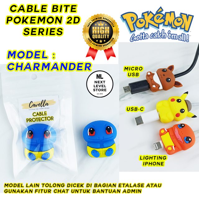 Squirtle Pokemon 2D Series Cable Bite Pelindung Kabel Protection