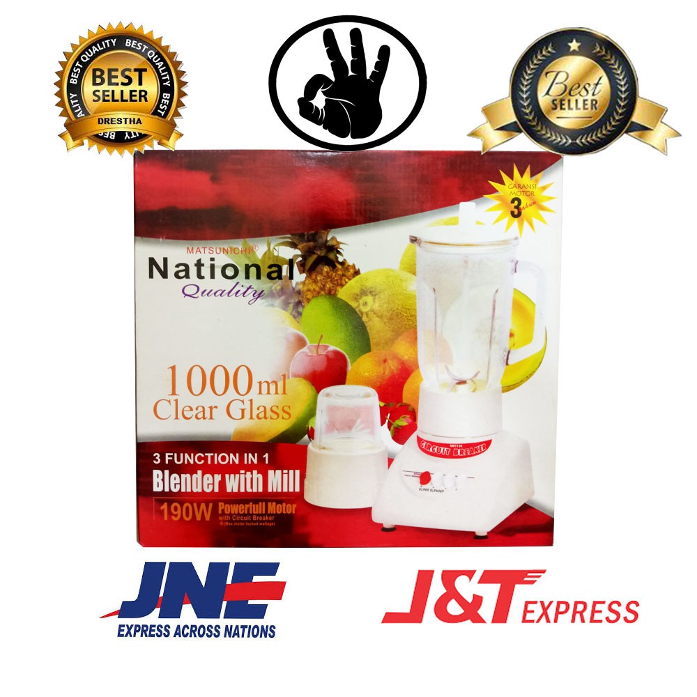 Okayshop Blender Kaca Model National 3 IN 1 Kapasitas 1 Liter