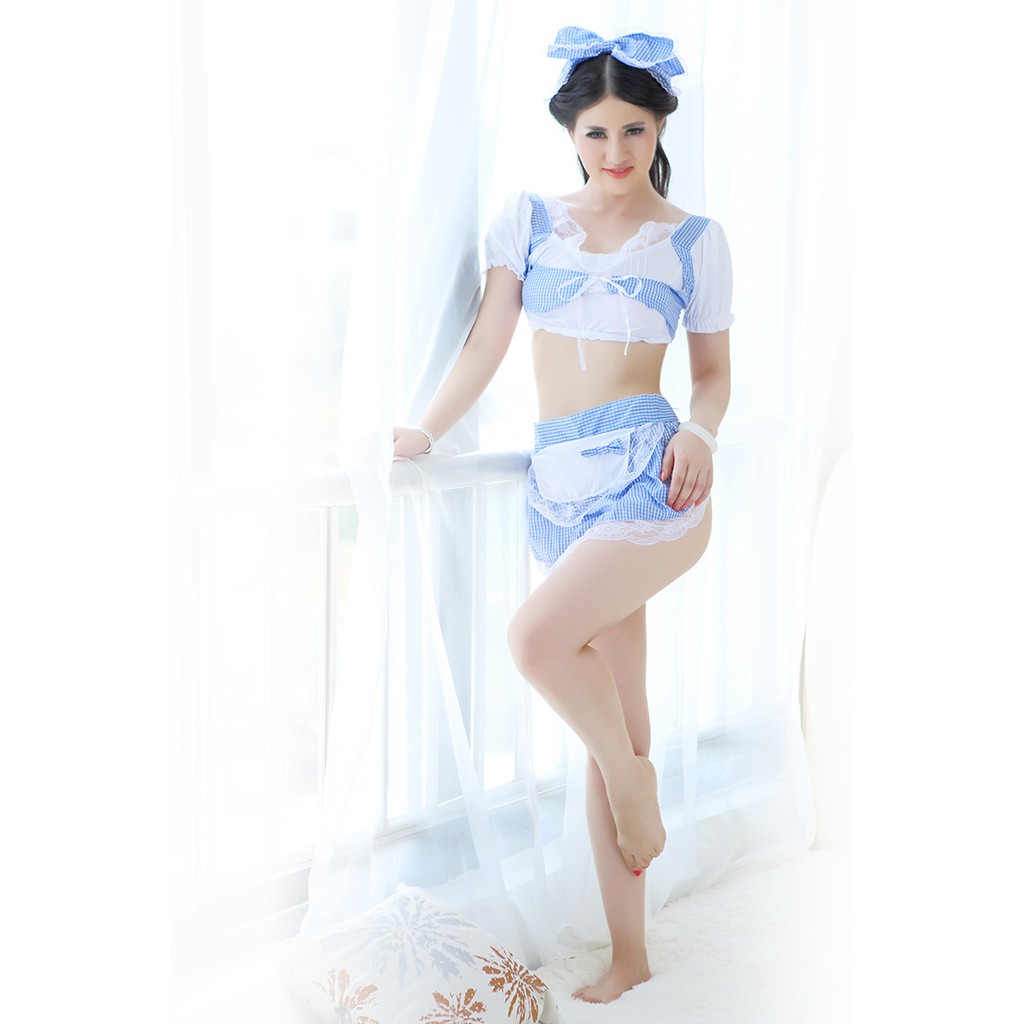 Lingerie Set Wanita Kostum Sexy Desain Pelayan A226