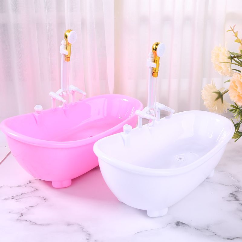 Mary1per6 Miniatur Rumah Boneka Bathtub Elektrik Furniture Aksesoris Kamar Mandi Anak Pr