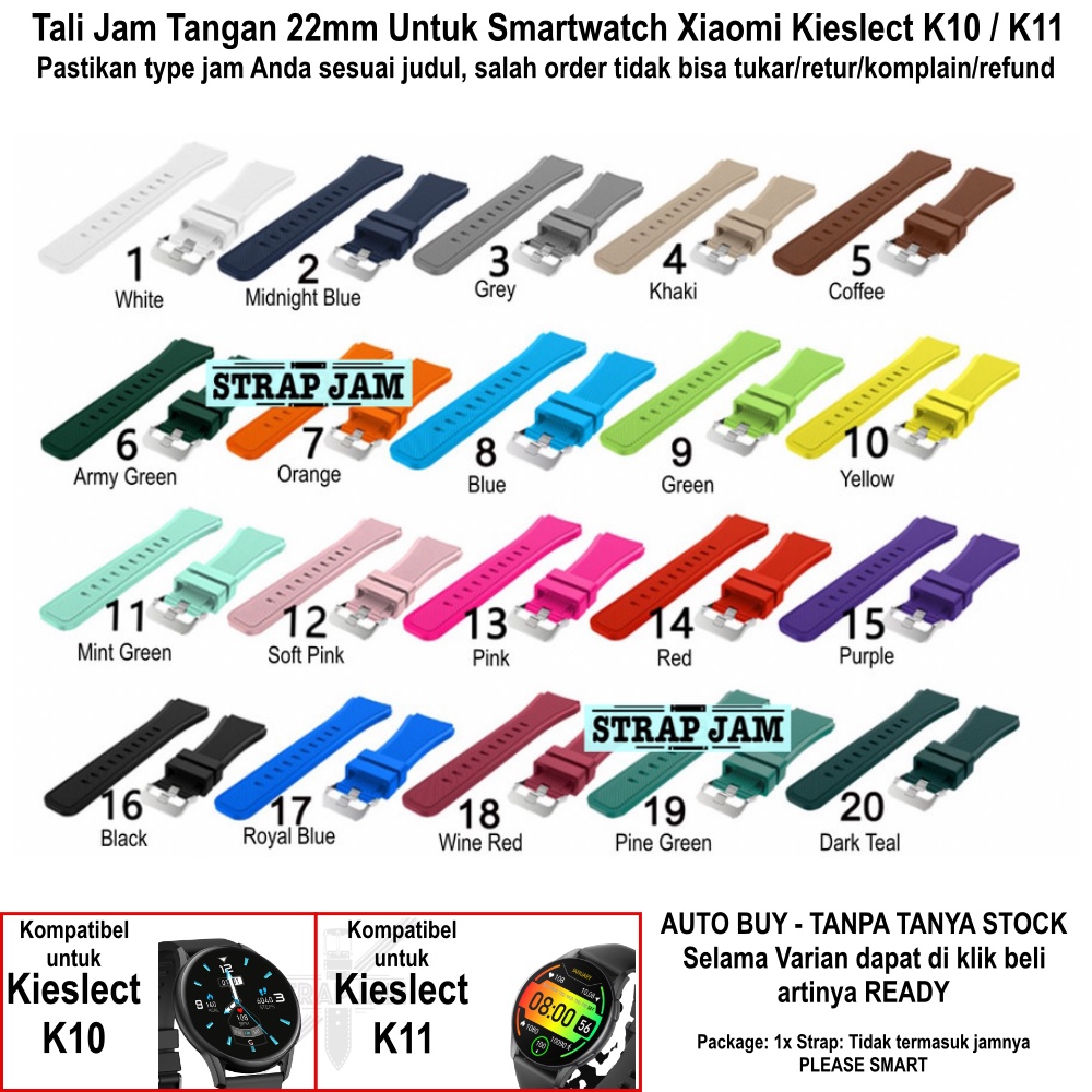 MS3 Strap Xiaomi Kieslect K10 K11 - Tali Jam Tangan 22mm Rubber Silikon Garis Miring