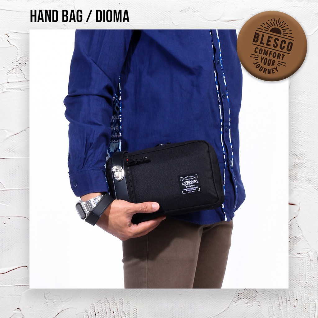 Tas Handbag Pria Premium Clutch  Warna Hitam - Blesco Dioma