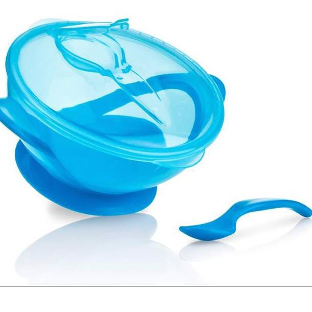 Nuby Garden Fresh Easy Go Suction Bowl &amp; Spoon / Tempat Makan Travel Size 6m+ (Ready Pilihan Warna)