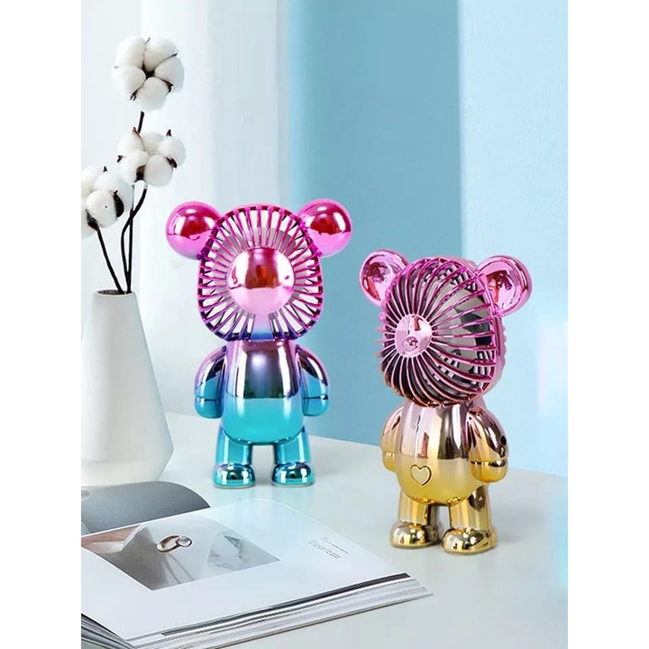 Kipas Angin Mini Portable / Kipas Angin Mini Bentuk Beruang / Kipas Karakter Bearbrick Gradasi Warna / Kipas Angin Teddy Bear