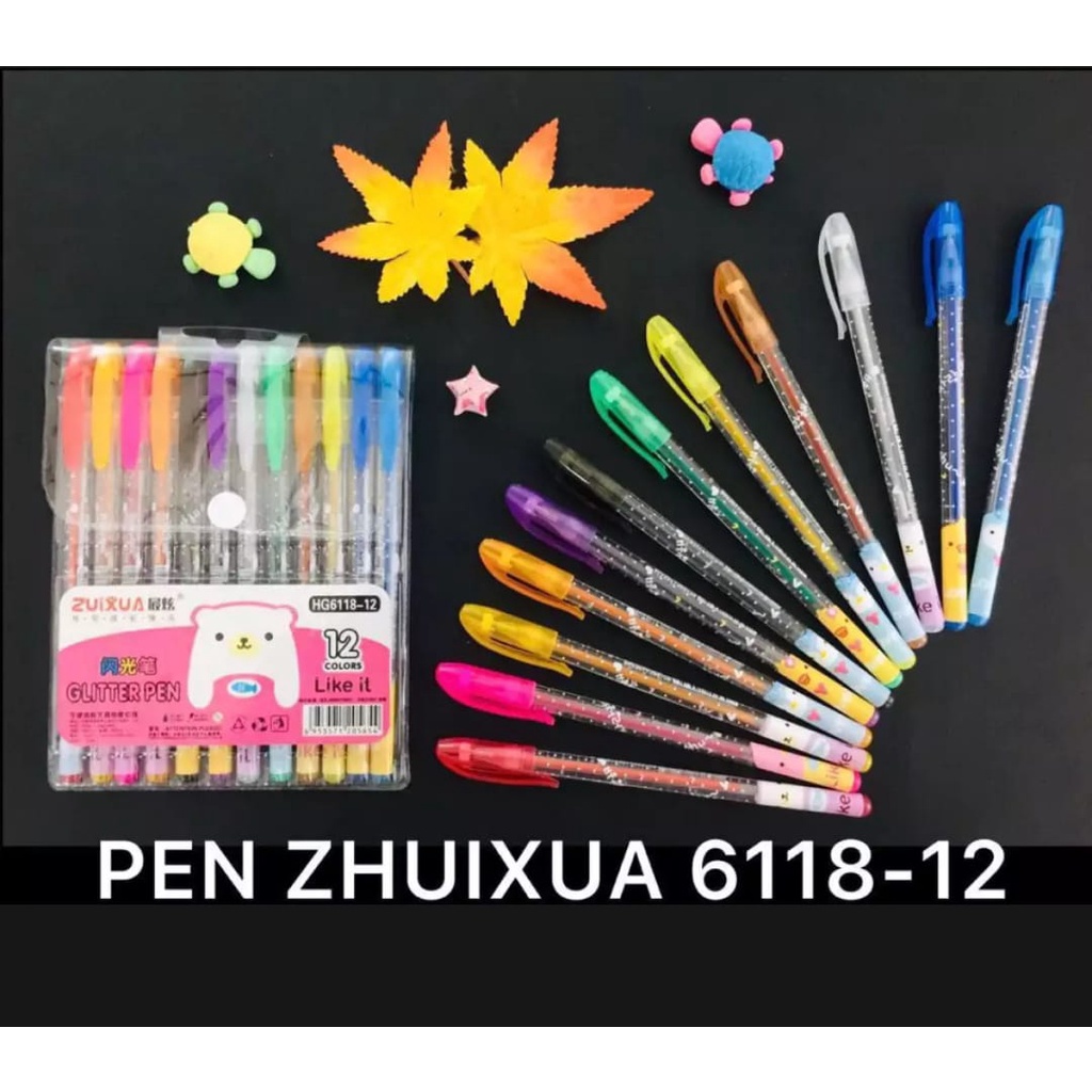 

CS - ZUIXUA PULPEN GEL / PEN GEL WARNA GLITTER FANCY ISI 12 TEBAL 1.0MM