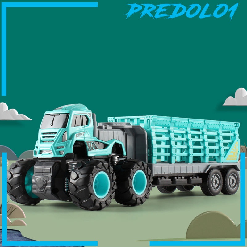 (Predolo1) Mainan Truk Transportasi Dinosaurus Pull Back Untuk Anak Laki-Laki / Perempuan