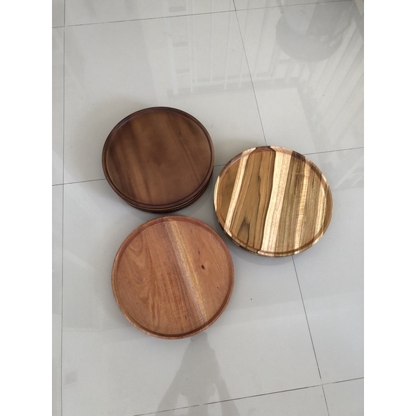 Nampan Kayu 30cm Nampan Baki Wooden Tray Bulat Kayu Mahoni