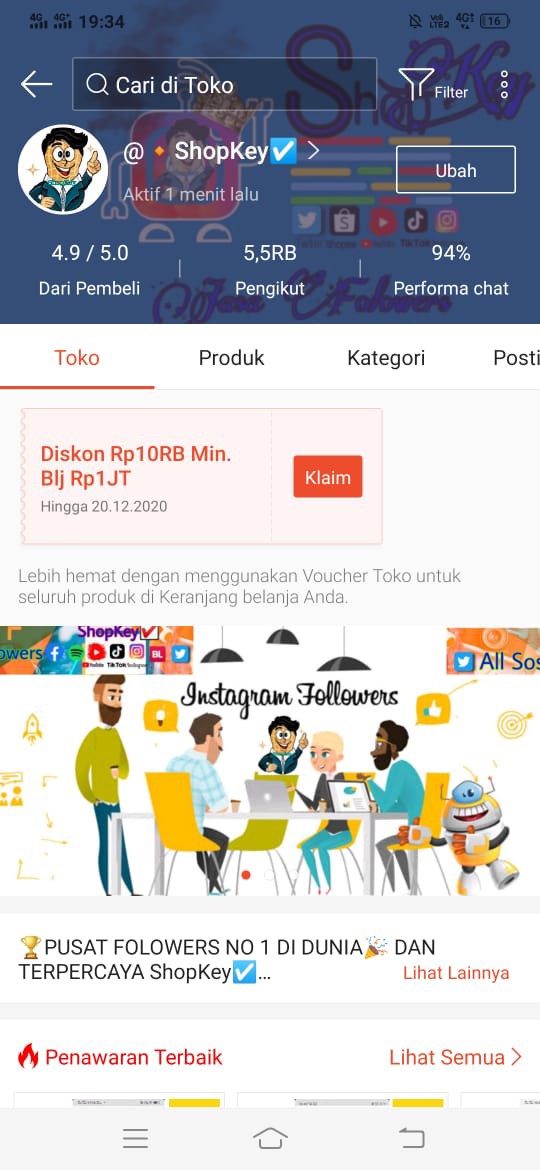 Jual Akun Tiktok 1000 2000 Folowers Permanen
