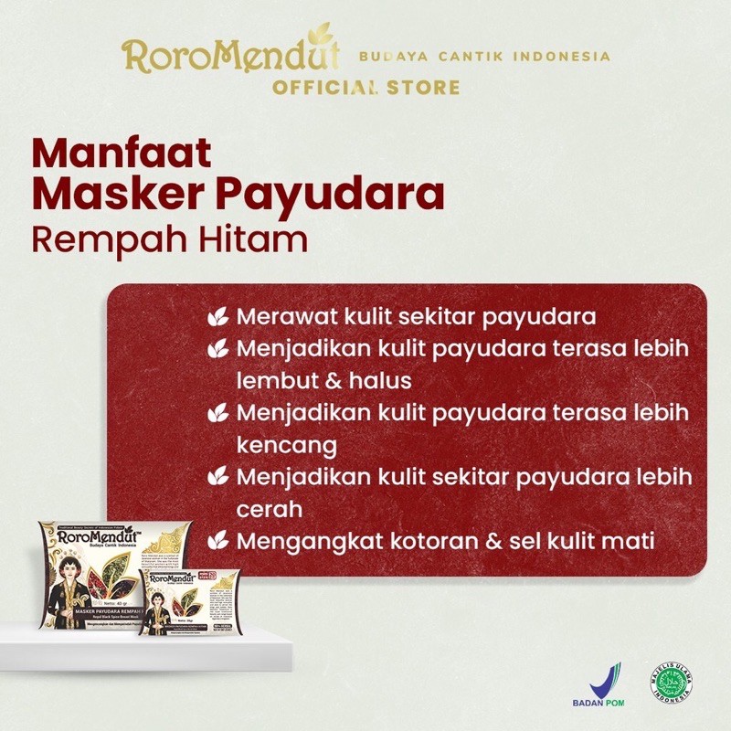 [FREE SPATULA/KUAS] MASKER PAYUDARA RORO MENDUT MINI SIZE 20 gr Pembesar Pengencang ORIGINAL