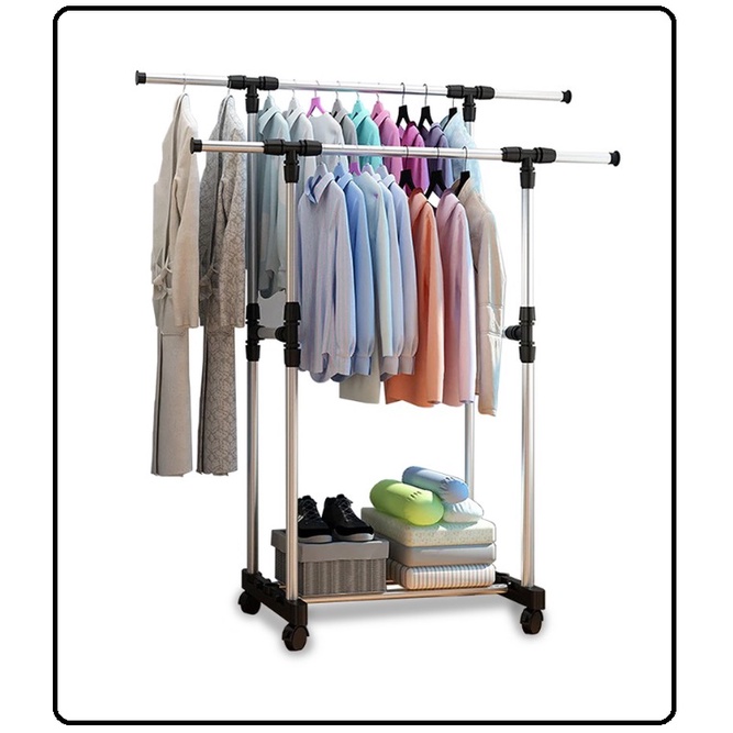 SIERRAHOME, READY, GANTUNGAN BAJU STAND HANGER DOUBLE/RAK SERBAGUNA