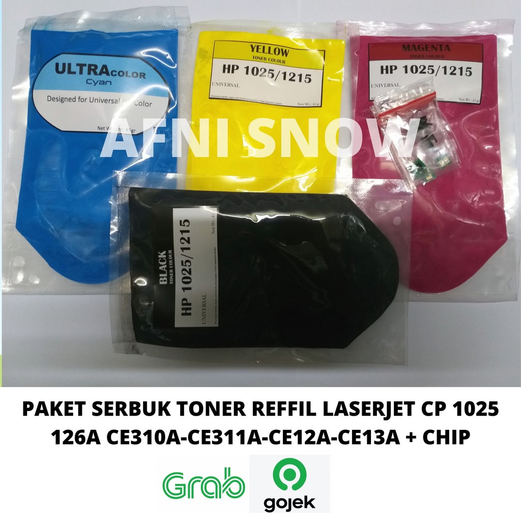 Paket Serbuk Toner Refill Laserjet CP1025 126A CE310A - CE311A - CE312A - CE313A