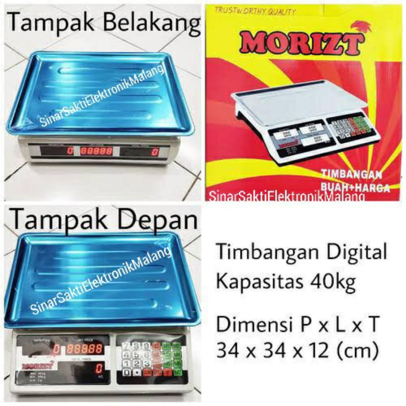 Timbangan Duduk Digital Buah Laundry Daging Morizt 40kg 40 kg + Harga Malang Murah