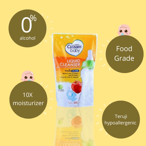 Cussons Baby Liquid Cleanser 300ml Extra 100ml / Sabun Cuci Botol Susu Bayi Kemasan Extra