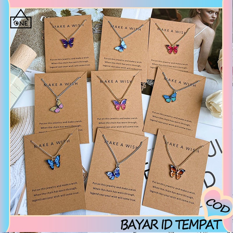 COD❤Kalung Liontin Wanita Kupu-kupu Manis Aksesoris Perhiasan Kalung Klavikula Fashion A one