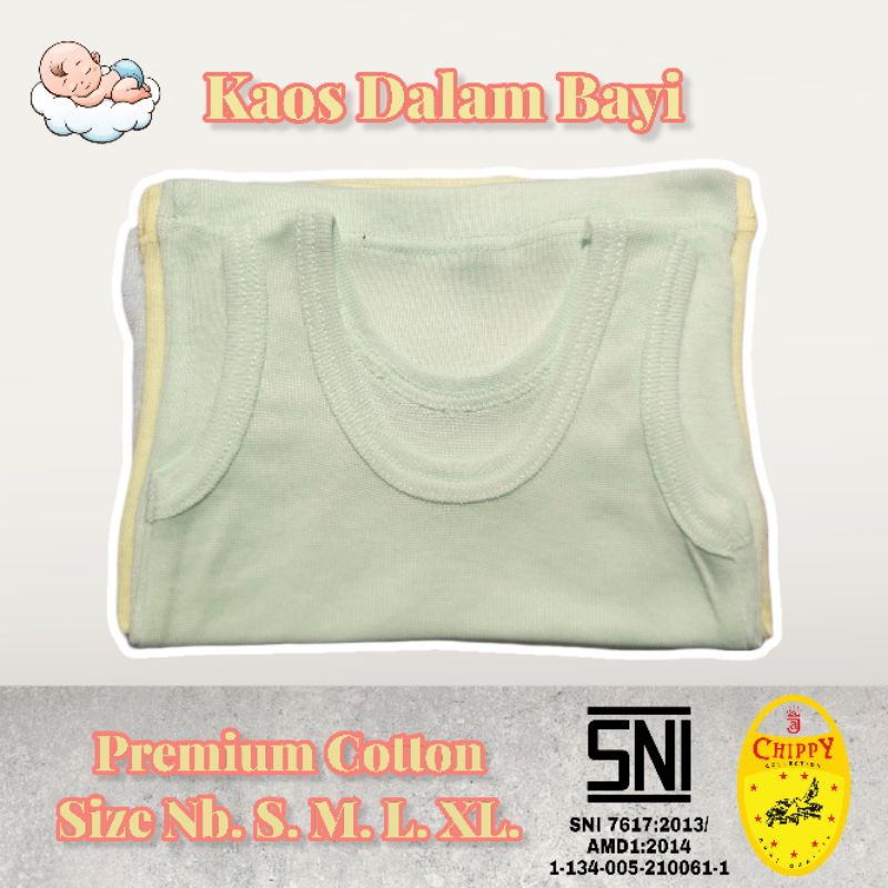 6 Pcs Singlet Bayi Chippy Warna Polos SNI / Kaos Dalam Bayi Warna Polos SNI Chippy