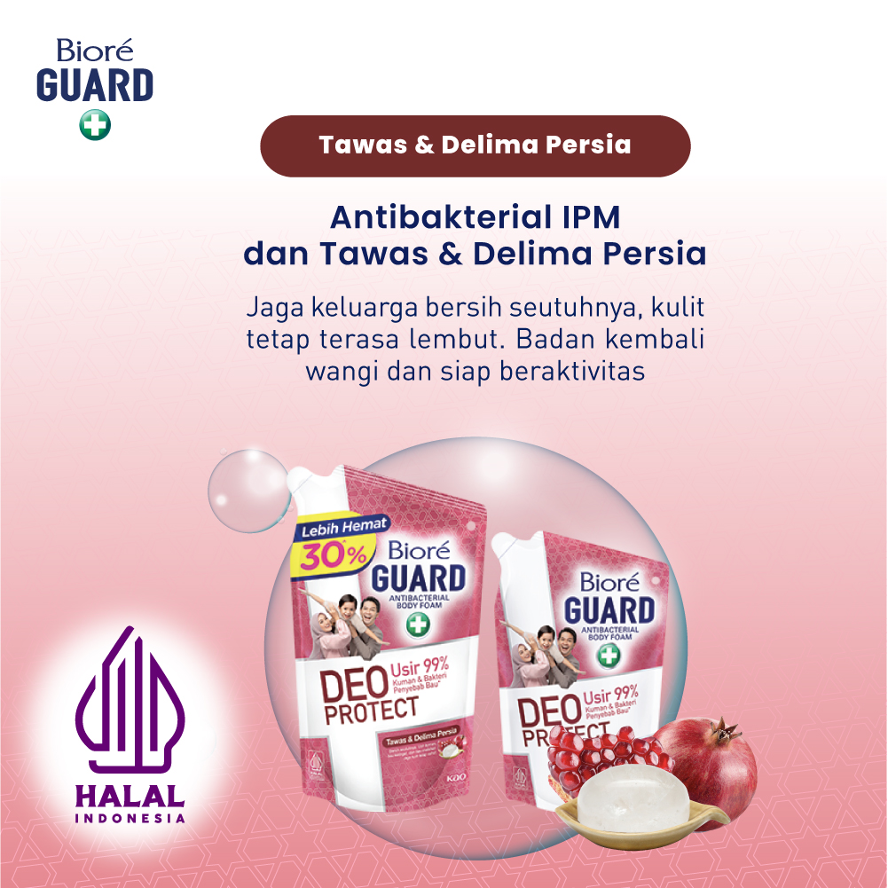 Biore Guard Deo Protect Sabun Mandi Cair Anti Bakteri Halal Tawas &amp; Delima Persia Pouch 400ml