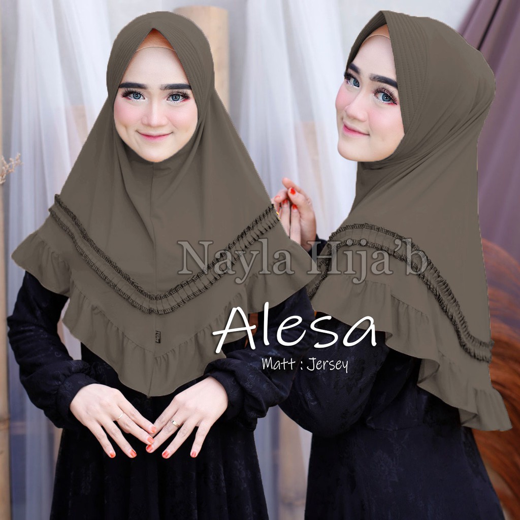 Jilbab Instan terbaru Hijab Bergo Alesa Kerudung Jersey Premium termurah dan terlaris Nayla Hijab-Stone