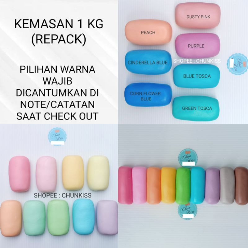 

FONDANT WARNA 1 KG - KEMASAN REPACK