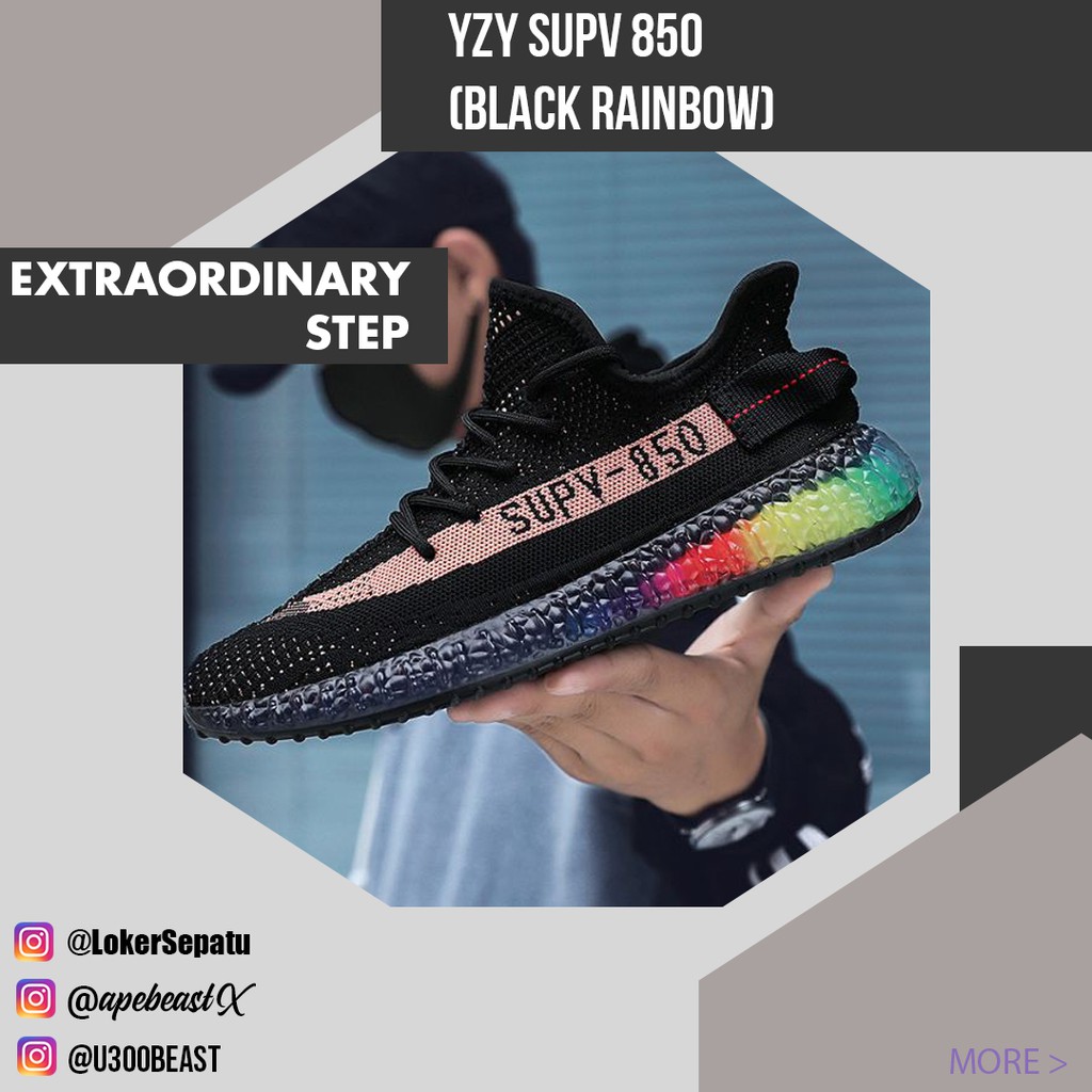 black rainbow yeezys